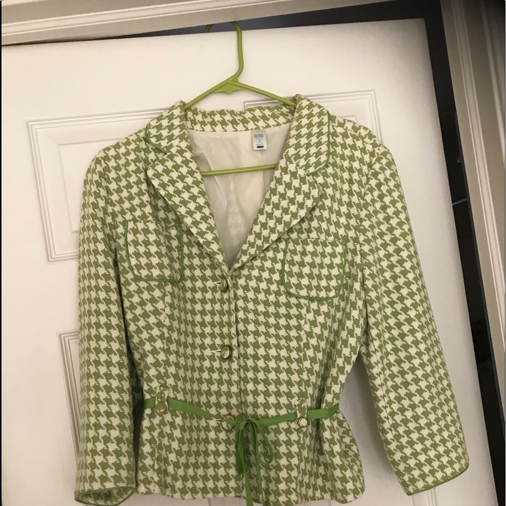 Green and white blazer